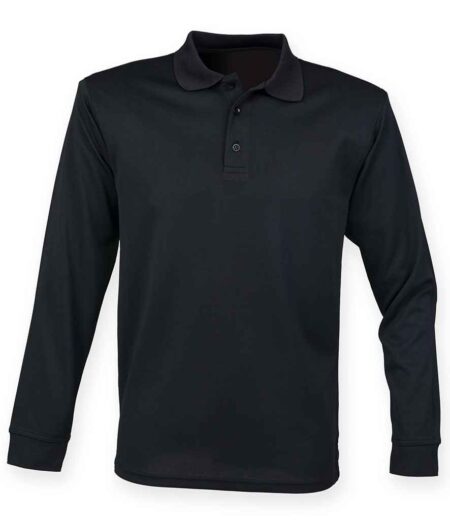 Henbury Unisex Long Sleeve Coolplus Pique Polo Shirt