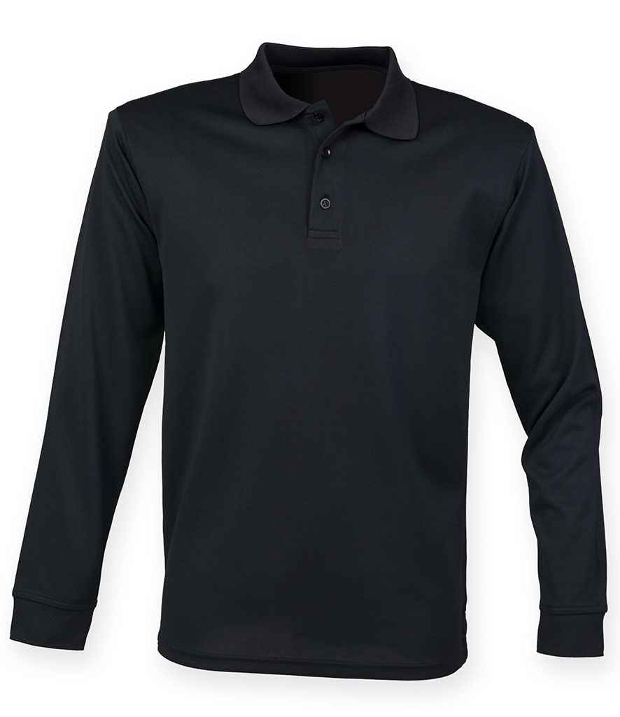 Henbury Unisex Long Sleeve Coolplus Pique Polo Shirt