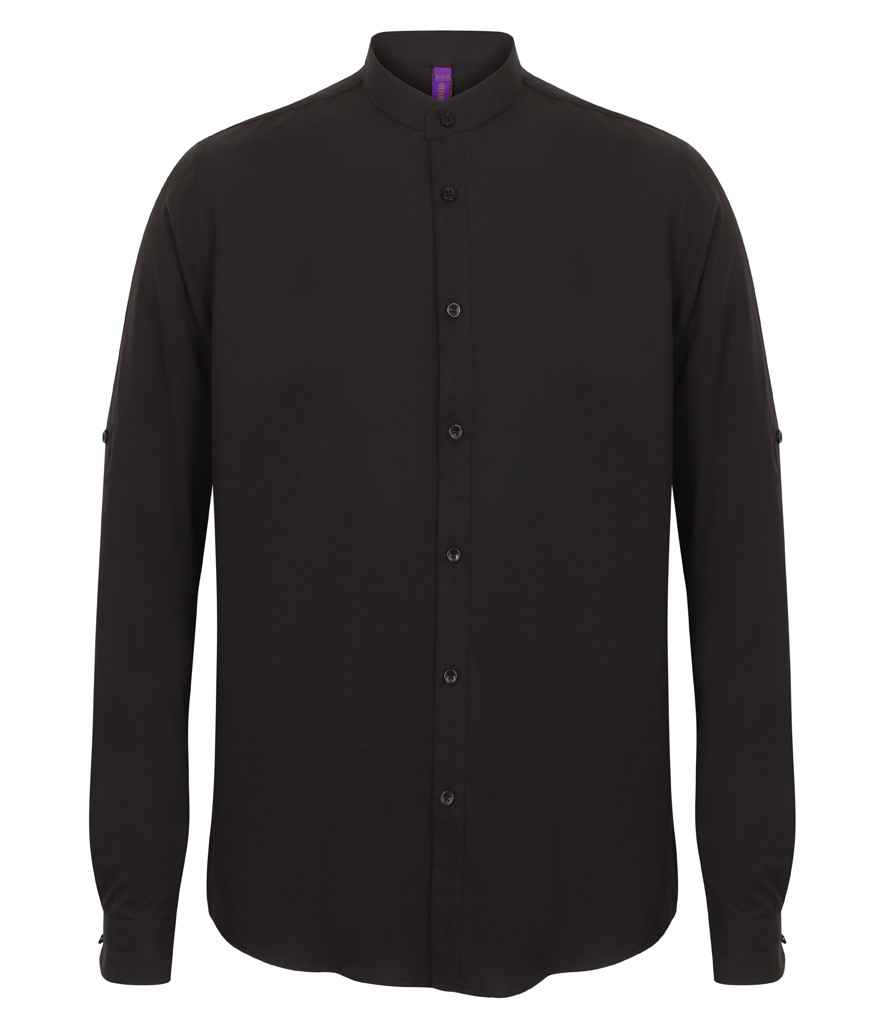 Henbury Mandarin Roll Sleeve Anti-Bac Wicking Shirt - Image 2