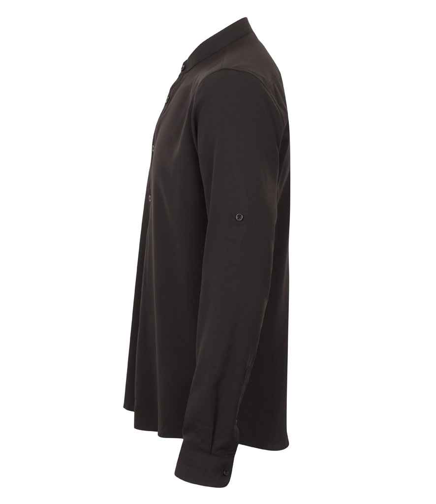 Henbury Mandarin Roll Sleeve Anti-Bac Wicking Shirt - Image 4