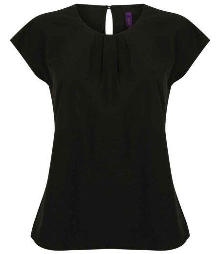 Henbury Ladies Pleat Front Short Sleeve Blouse