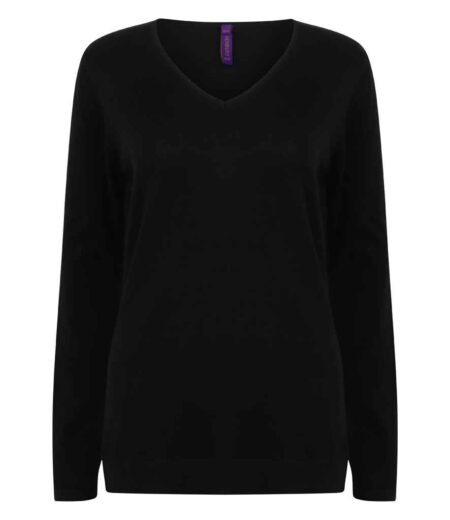 Henbury Ladies Lightweight Cotton Acrylic V Neck Sweater