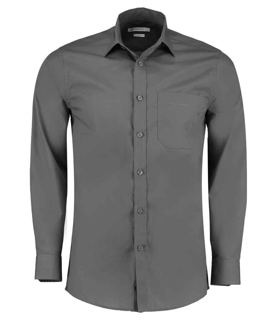 Kustom Kit Long Sleeve Tailored Poplin Shirt - Image 68