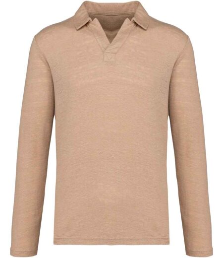Native Spirit Long Sleeve Linen Polo Shirt