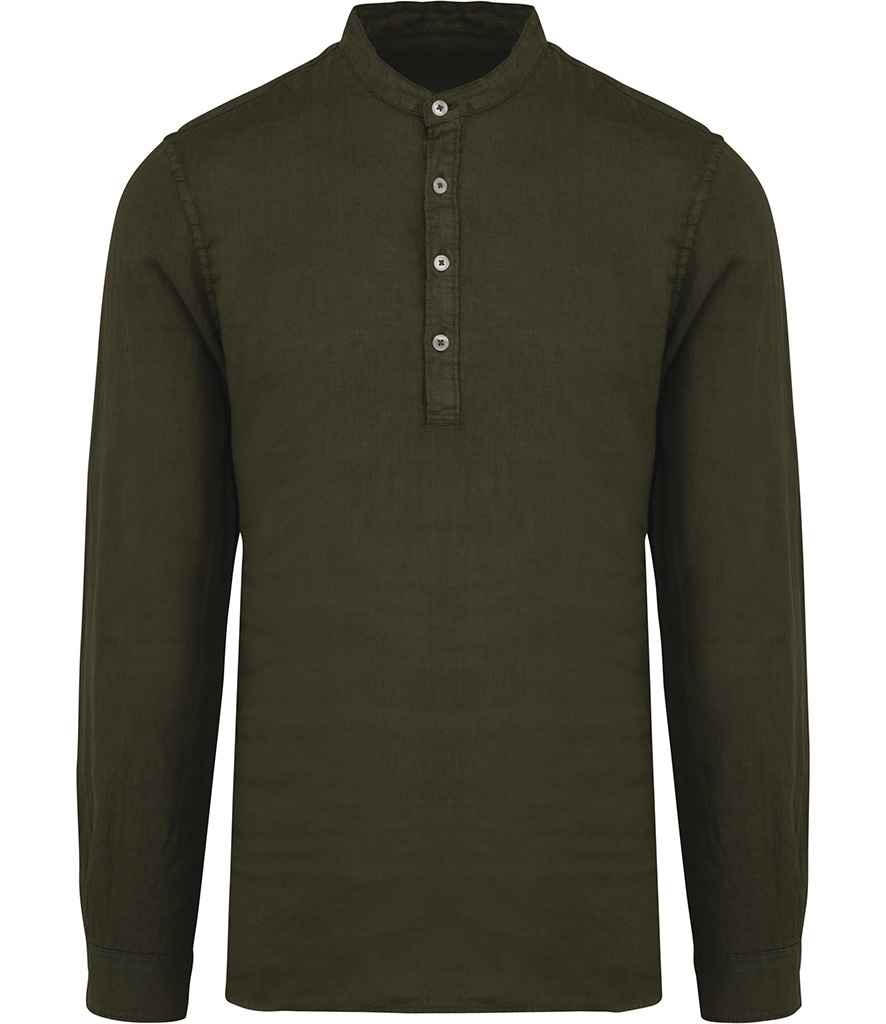 Native Spirit Washed Mao Collar Shirt - Image 11