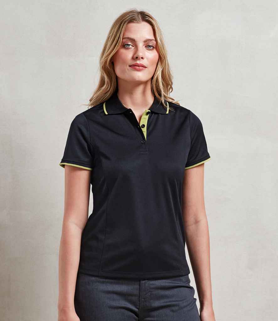 Premier Ladies Contrast Coolchecker Pique Polo Shirt