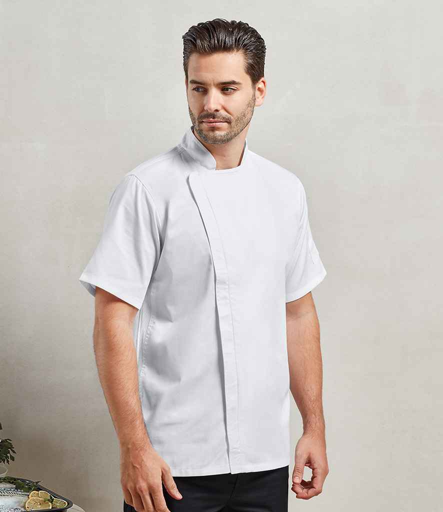 Premier Short Sleeve Zipped Chef's Jacket - Image 9